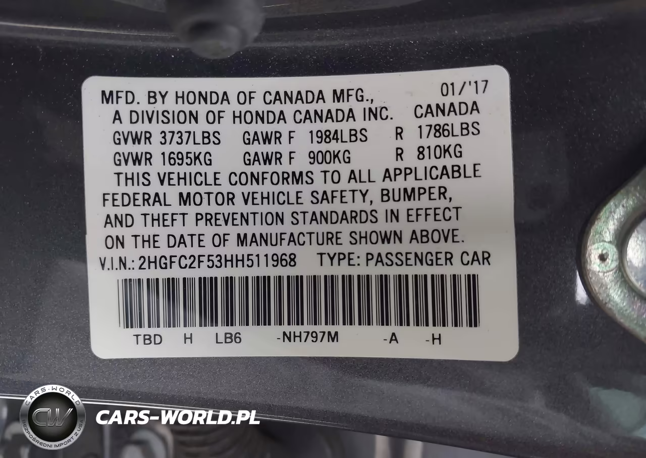 2017 Honda Civic Lx VIN:2HGFC2F53HH511968 - 9