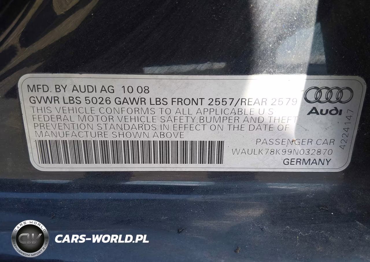 2009 Audi A4 3.2 Premium Plus VIN:WAULK78K99N032870 - 9