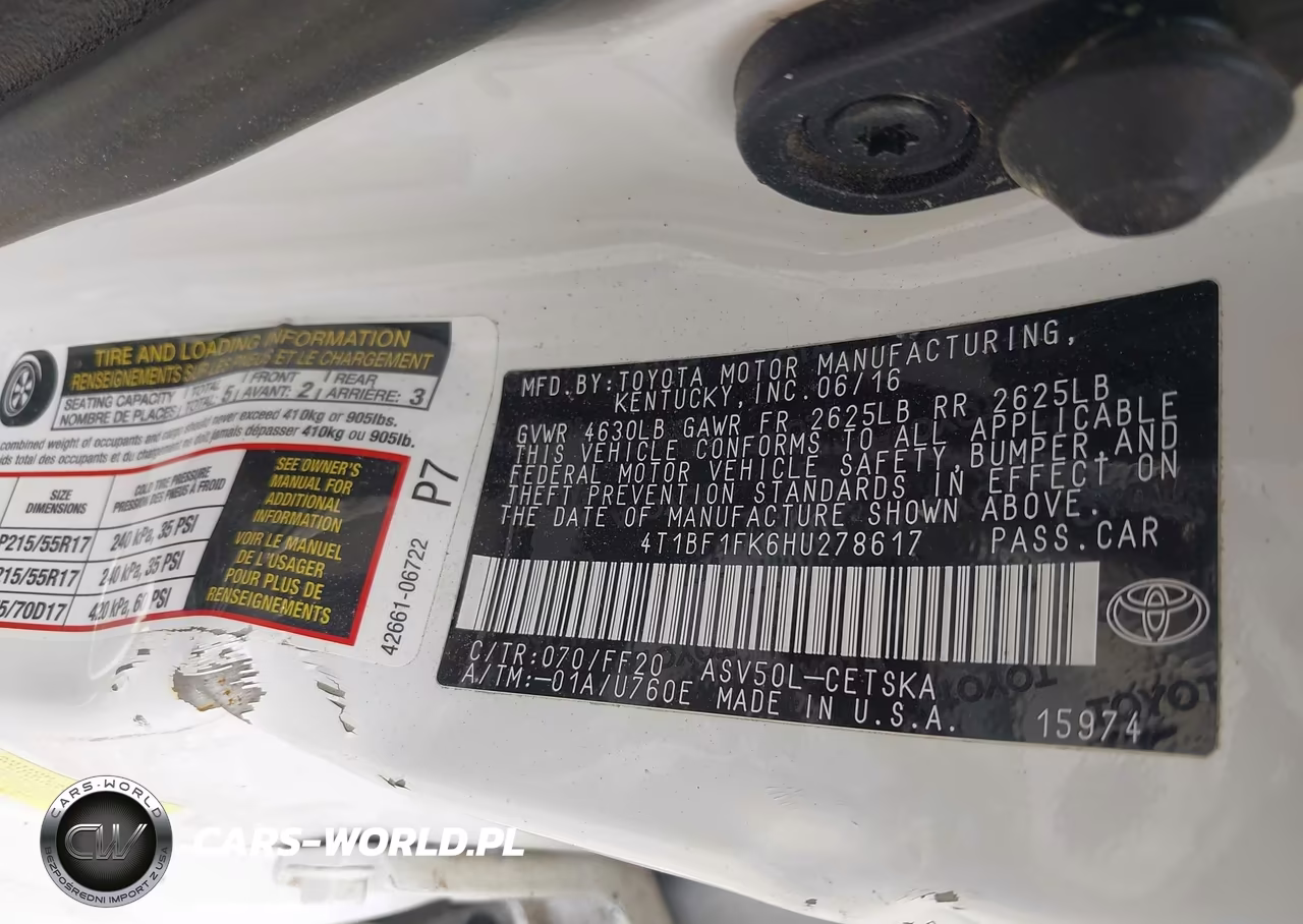 2017 Toyota Camry Se VIN:4T1BF1FK6HU278617 - 9