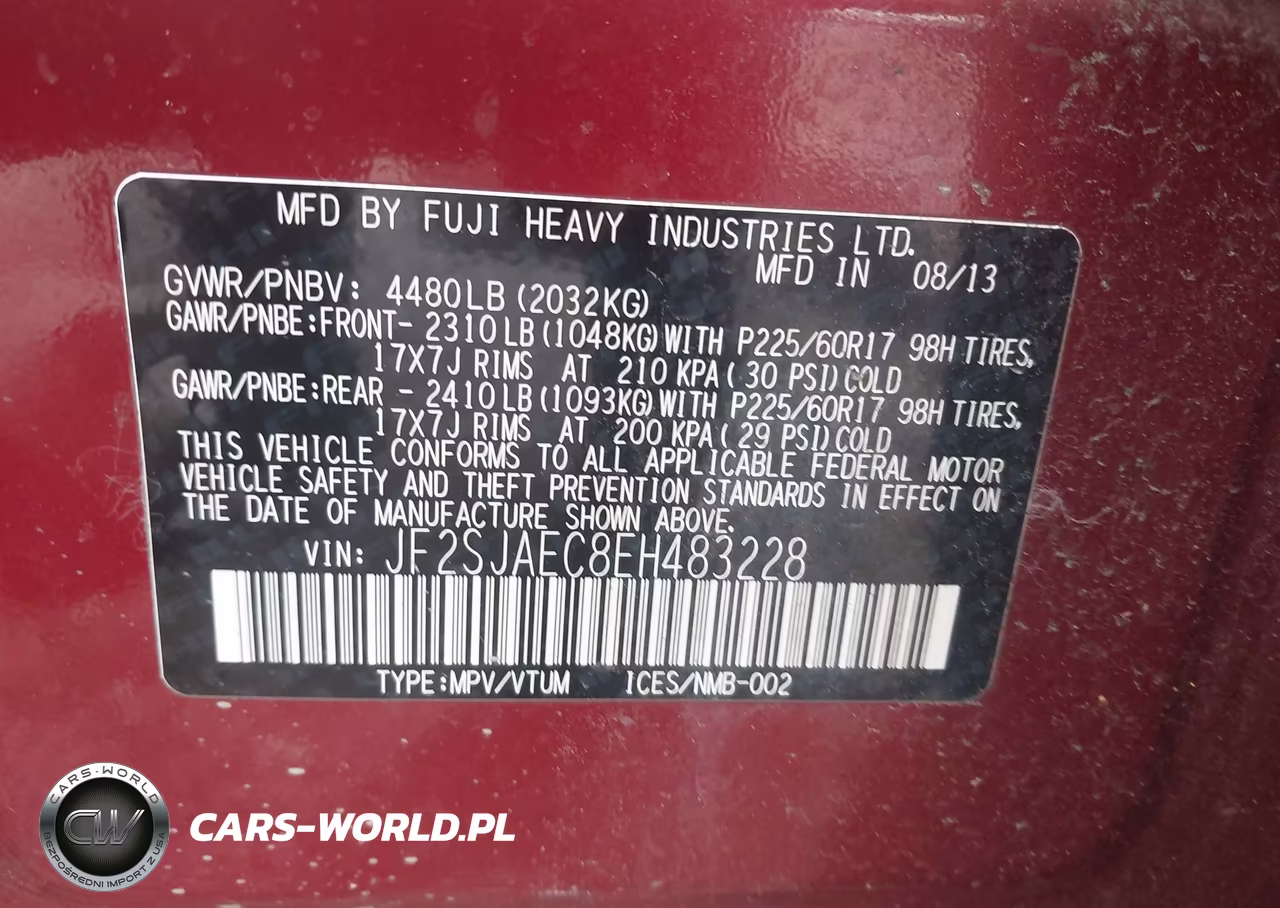 2014 Subaru Forester 2.5I Premium VIN:JF2SJAEC8EH483228 - 9