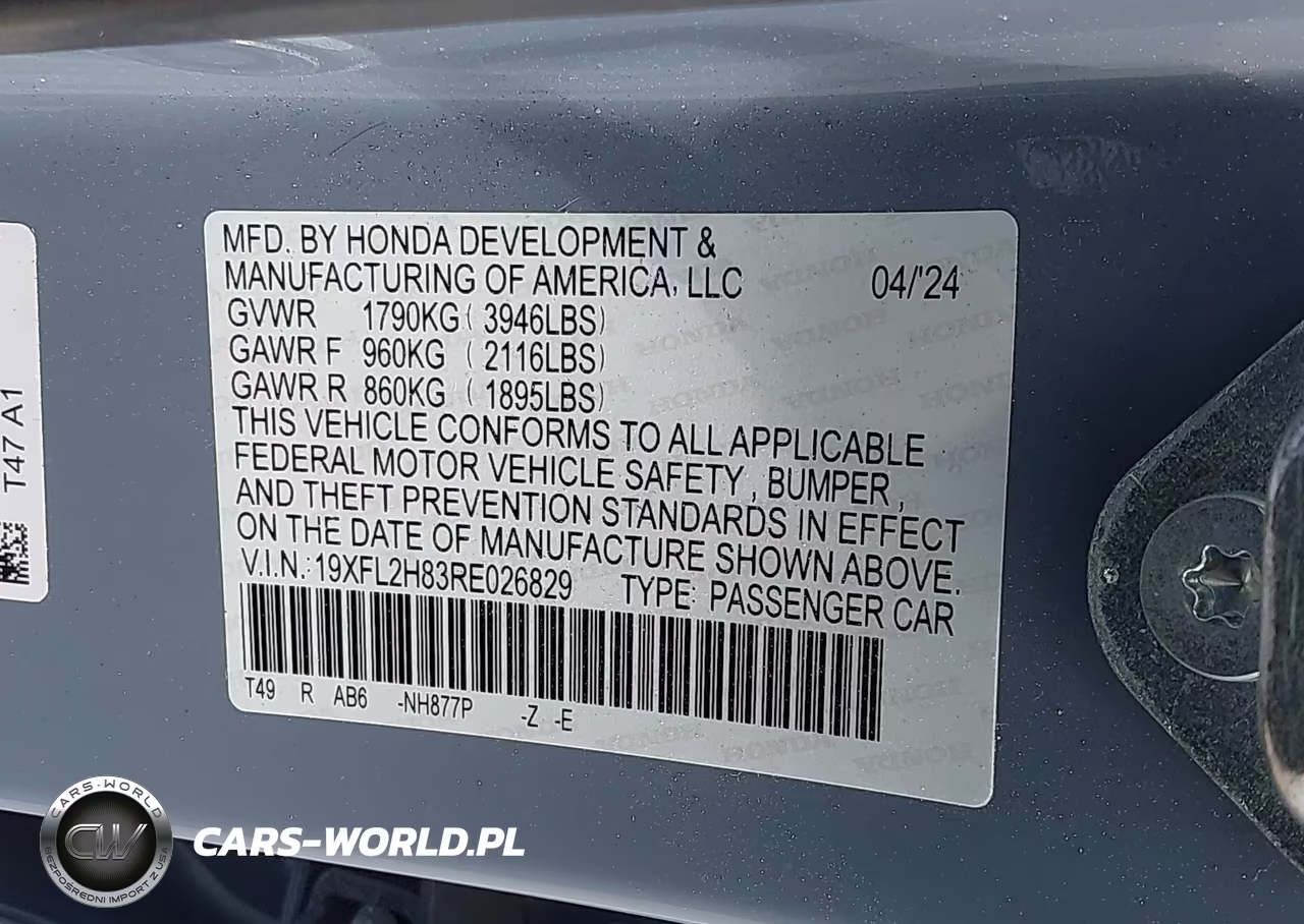 2024 Honda Civic Sport VIN:19XFL2H83RE026829 - 9