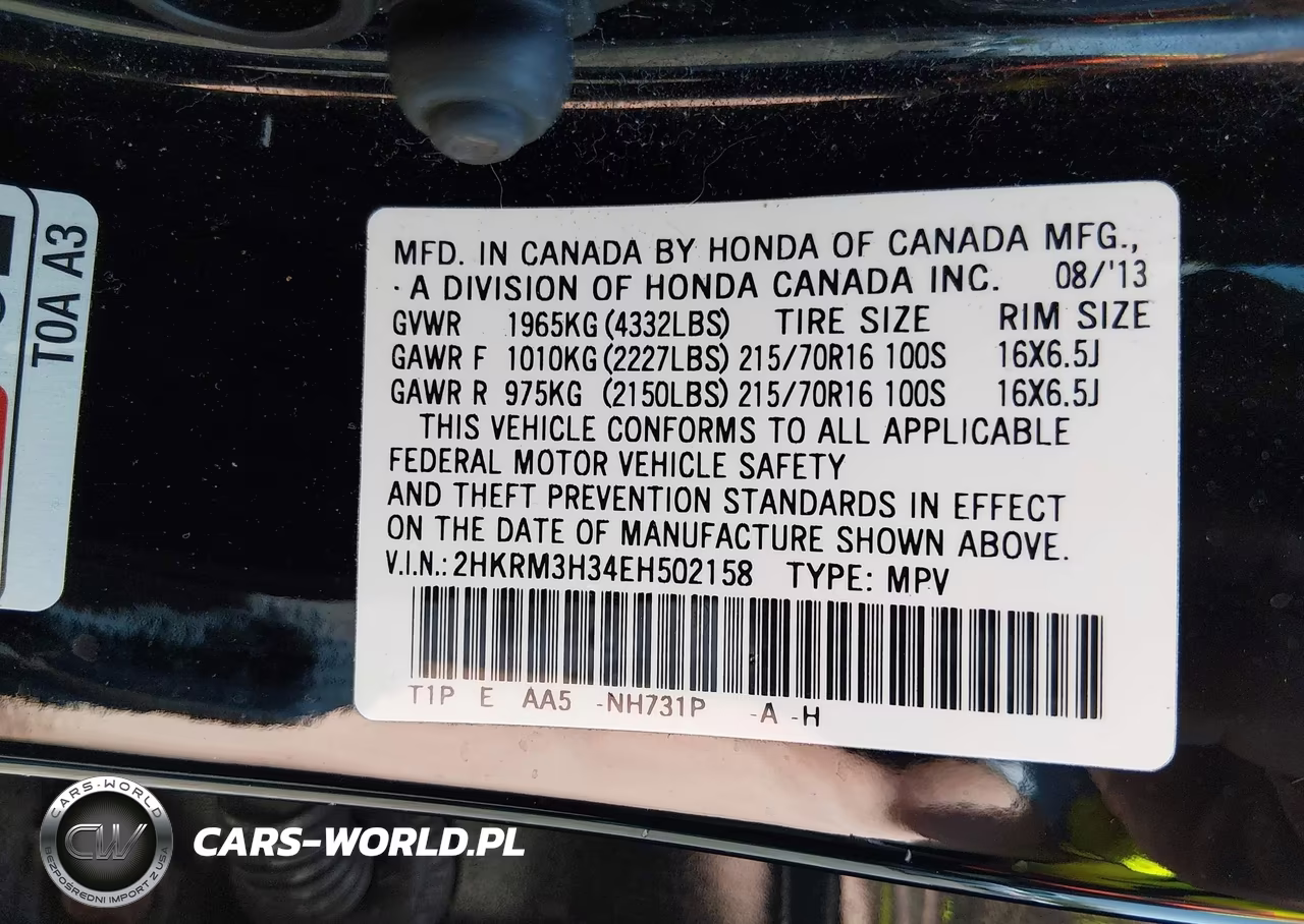 2014 Honda Cr-V Lx VIN:2HKRM3H34EH502158 - 9