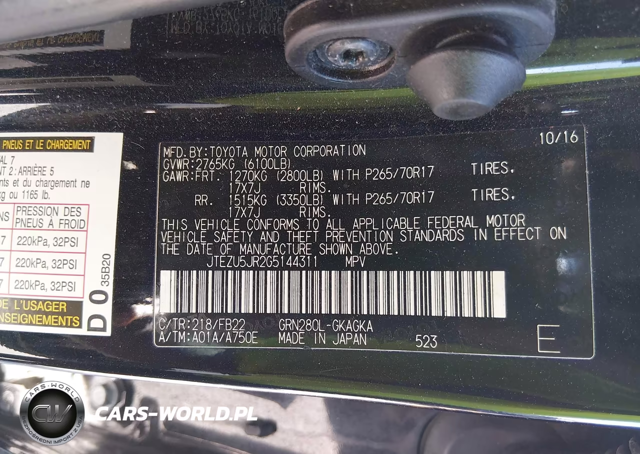 2016 Toyota 4Runner Sr5 VIN:JTEZU5JR2G5144311 - 9