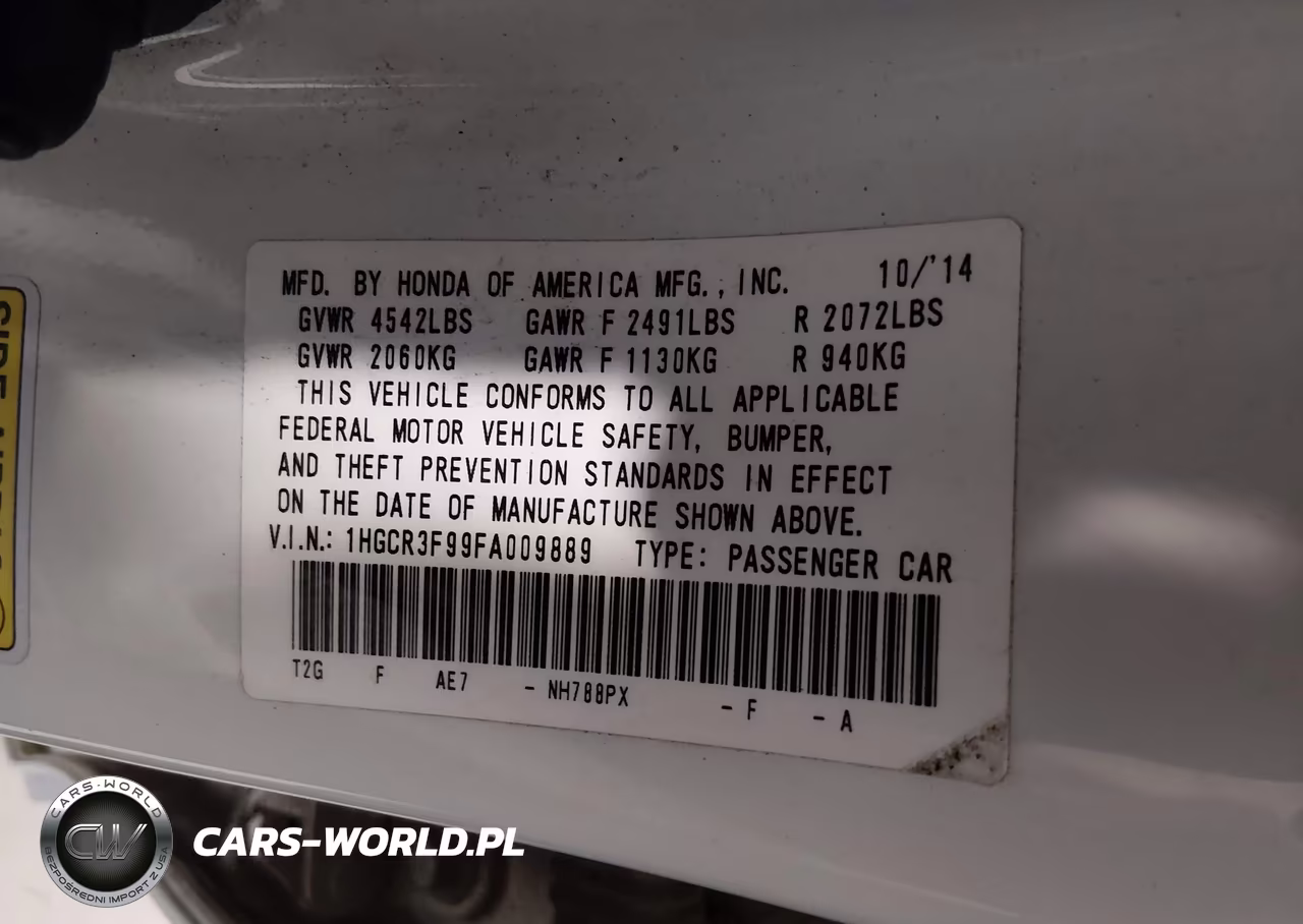 2015 Honda Accord Touring VIN:1HGCR3F99FA009889 - 9