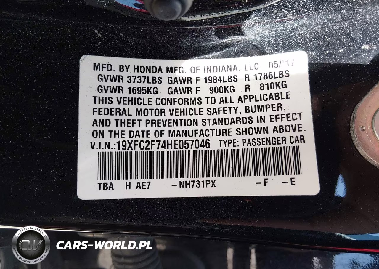 2017 Honda Civic Ex VIN:19XFC2F74HE057046 - 9