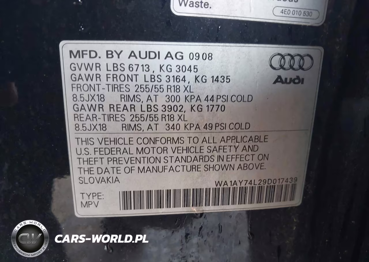 2009 Audi Q7 3.6 5 Passenger-3.6 Premium VIN:WA1AY74L29D017439 - 9