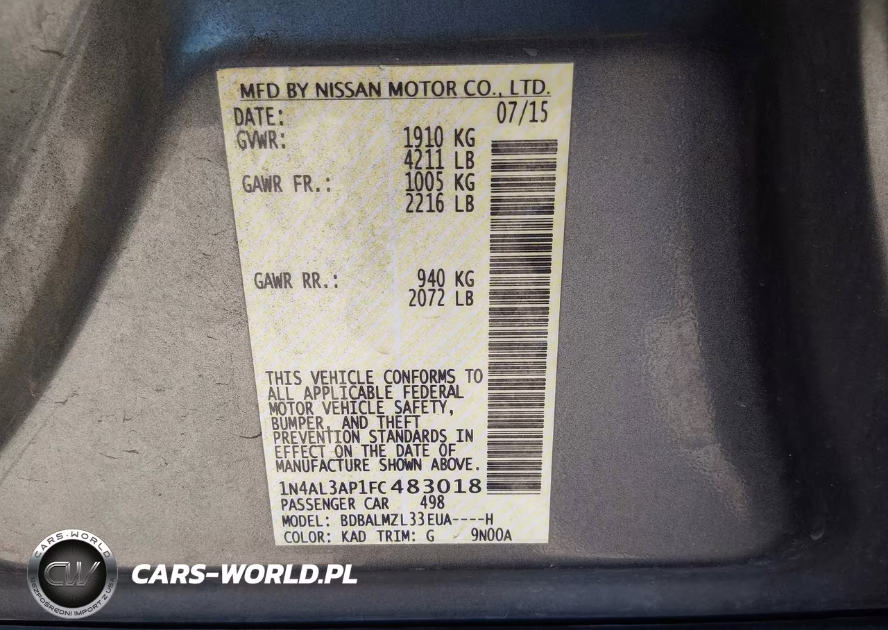 2015 Nissan Altima 2.5 Sv VIN:1N4AL3AP1FC483018 - 9