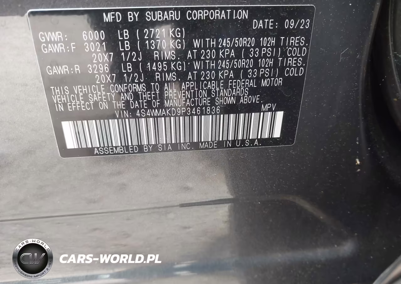 2023 Subaru Ascent Onyx Edition Limited 7-Passenger VIN:4S4WMAKD9P3461836 - 9