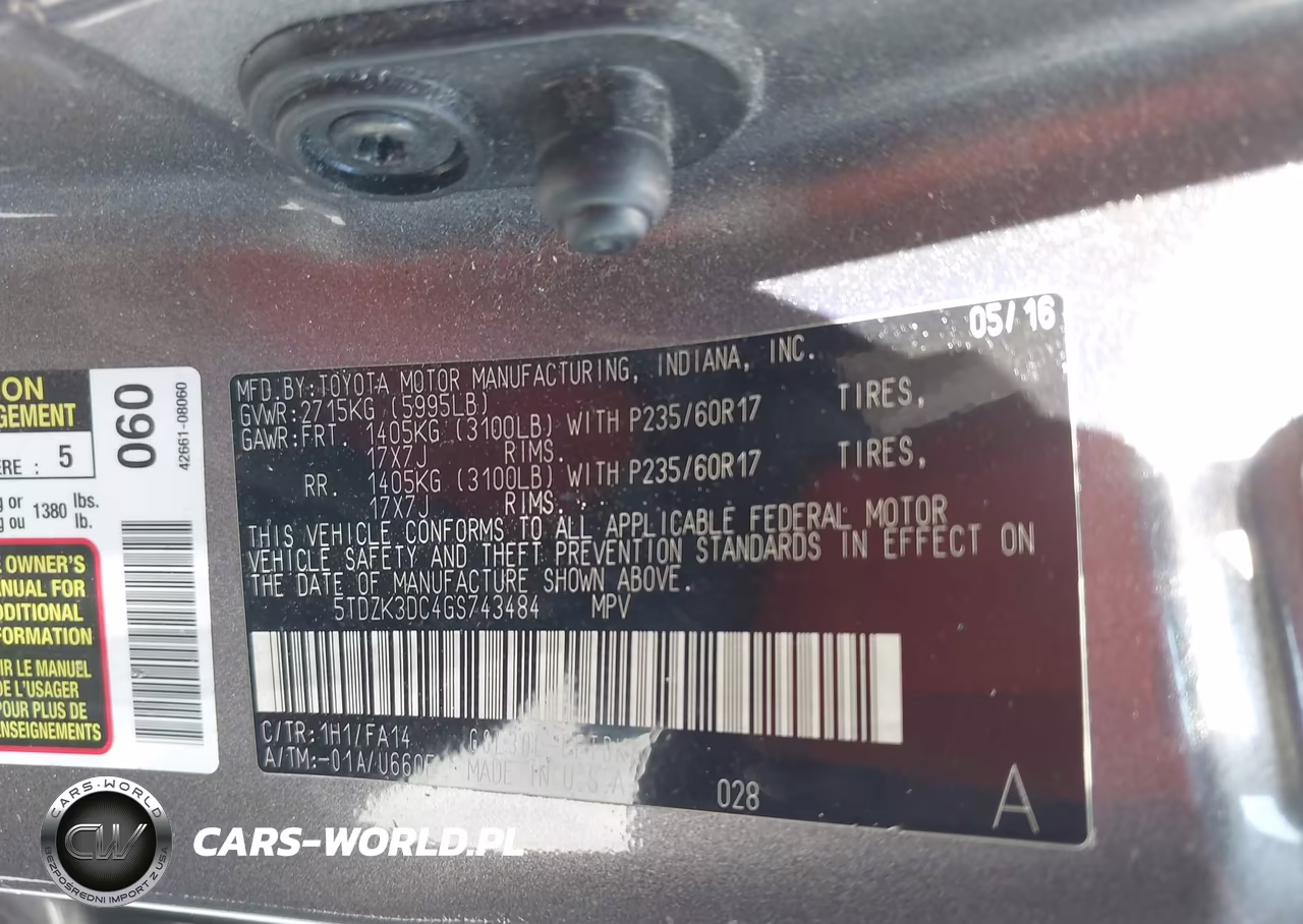 2016 Toyota Sienna L 7 Passenger VIN:5TDZK3DC4GS743484 - 9