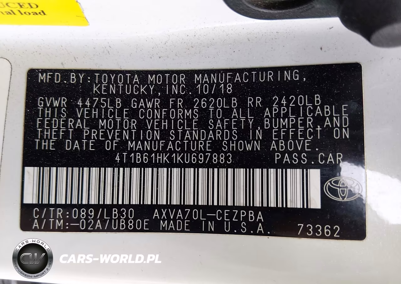 2019 Toyota Camry Xse VIN:4T1B61HK1KU697883 - 9