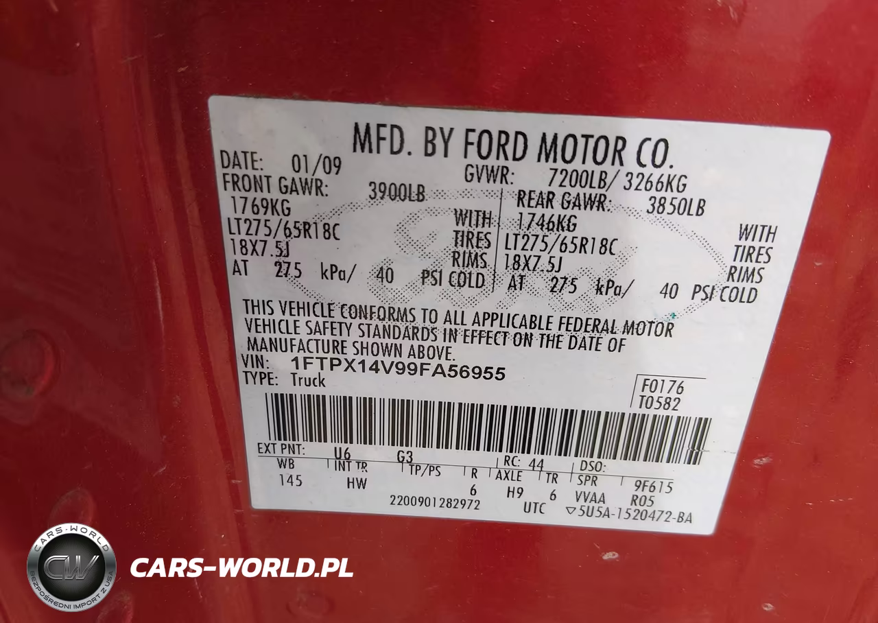 2009 Ford F-150 Fx4-Lariat-Xl-Xlt VIN:1FTPX14V99FA56955 - 9