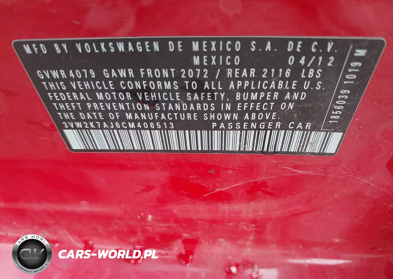 2012 Volkswagen Jetta 2.0L S VIN:3VW2K7AJ6CM406513 - 9