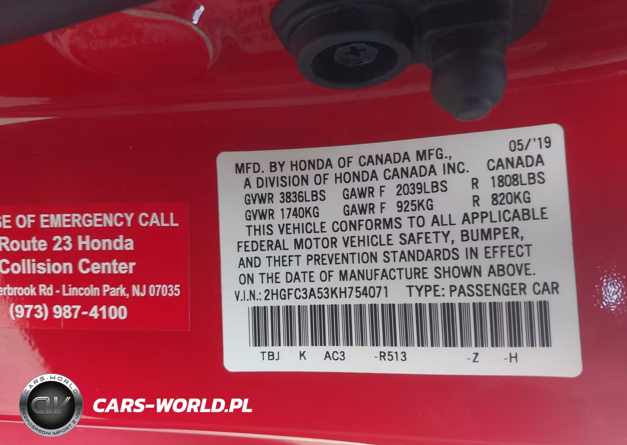 2019 Honda Civic Si VIN:2HGFC3A53KH754071 - 9