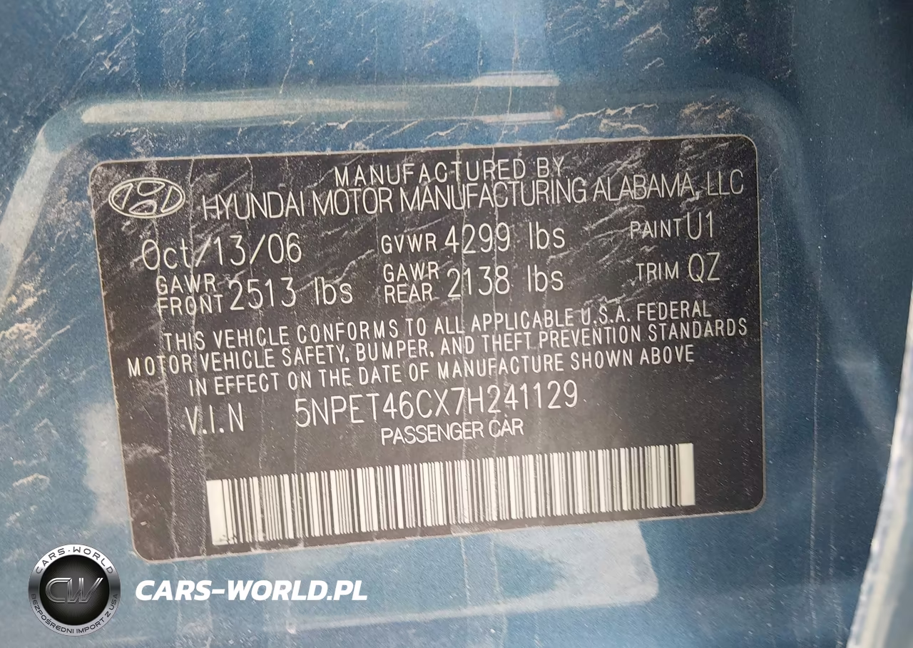 2007 Hyundai Sonata Gls VIN:5NPET46CX7H241129 - 9