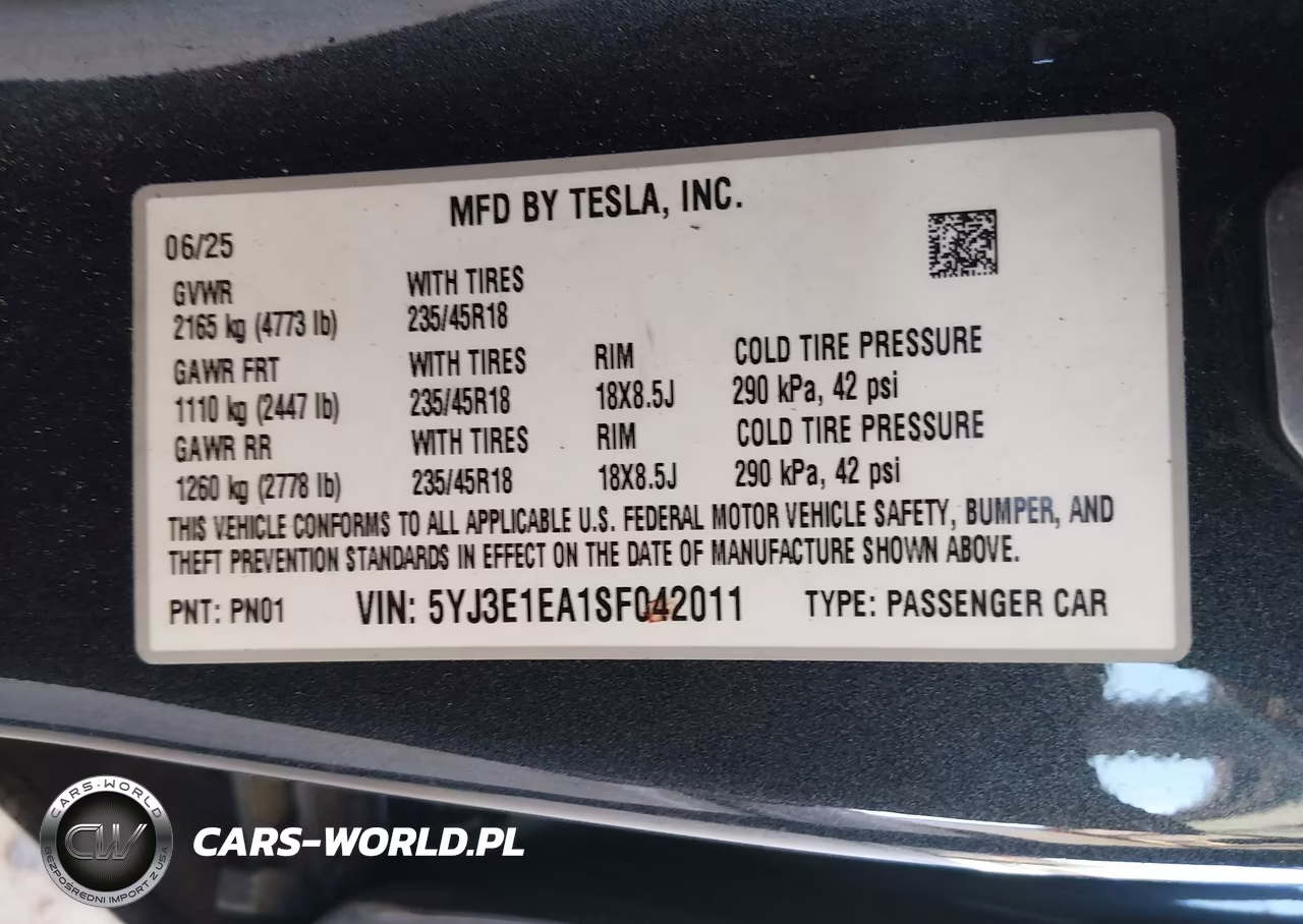 2025 Tesla Model 3 Long Range Rear-Wheel Drive-Standard Rear-Wheel Drive VIN:5YJ3E1EA1SF042011 - 9