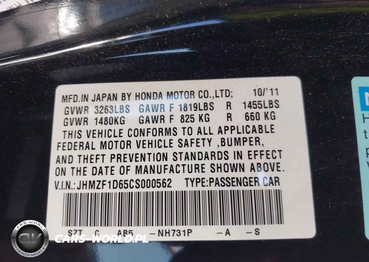 2012 Honda Cr-Z Ex VIN:JHMZF1D65CS000562 - 9