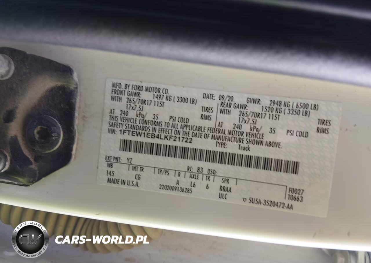 2020 Ford F-150 Xl VIN:1FTEW1EB4LKF21722 - 9