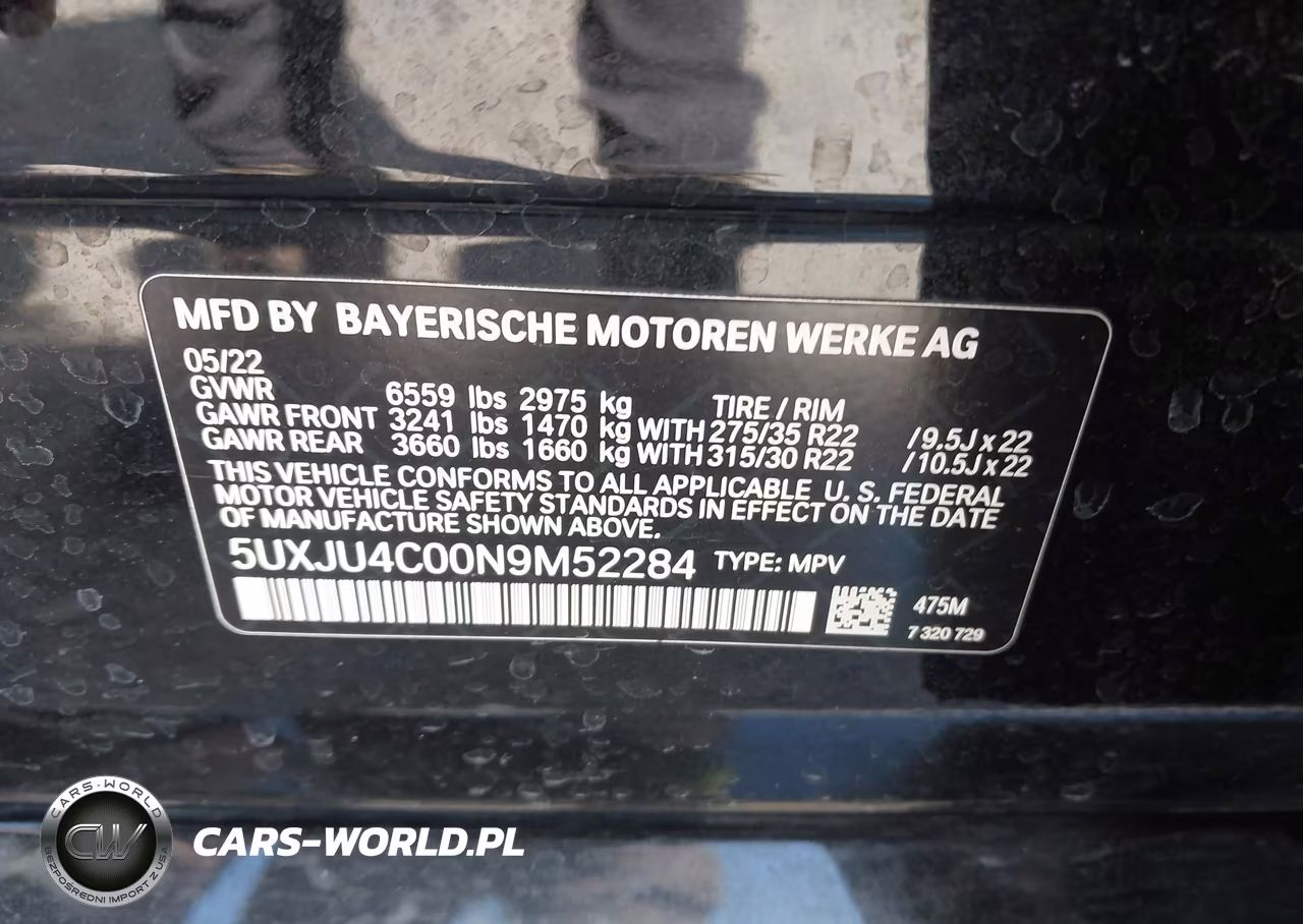 2022 BMW X5 M50I VIN:5UXJU4C00N9M52284 - 9