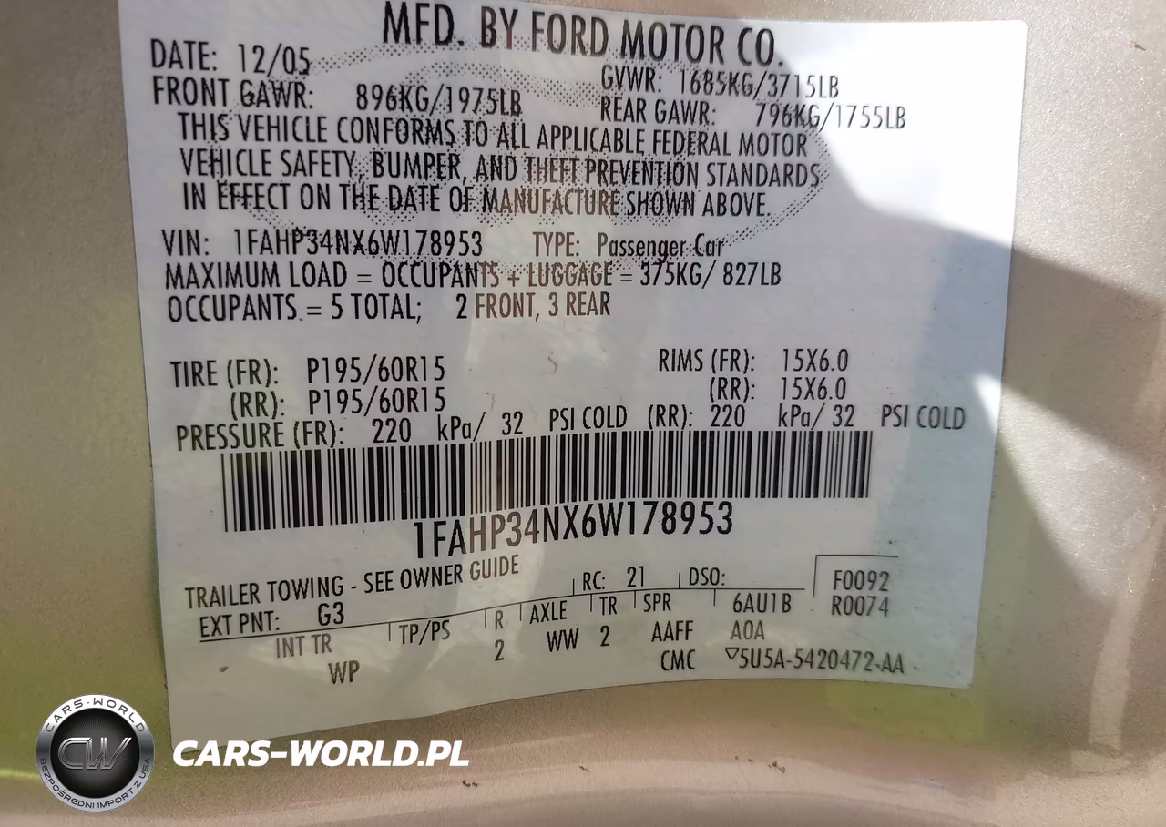 2006 Ford Focus Zx4 VIN:1FAHP34NX6W178953 - 9
