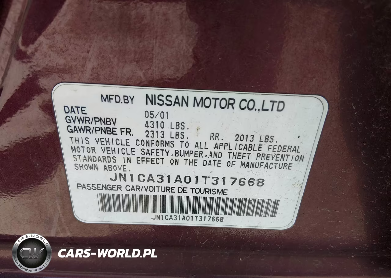 2001 Nissan Maxima Se VIN:JN1CA31A01T317668 - 9
