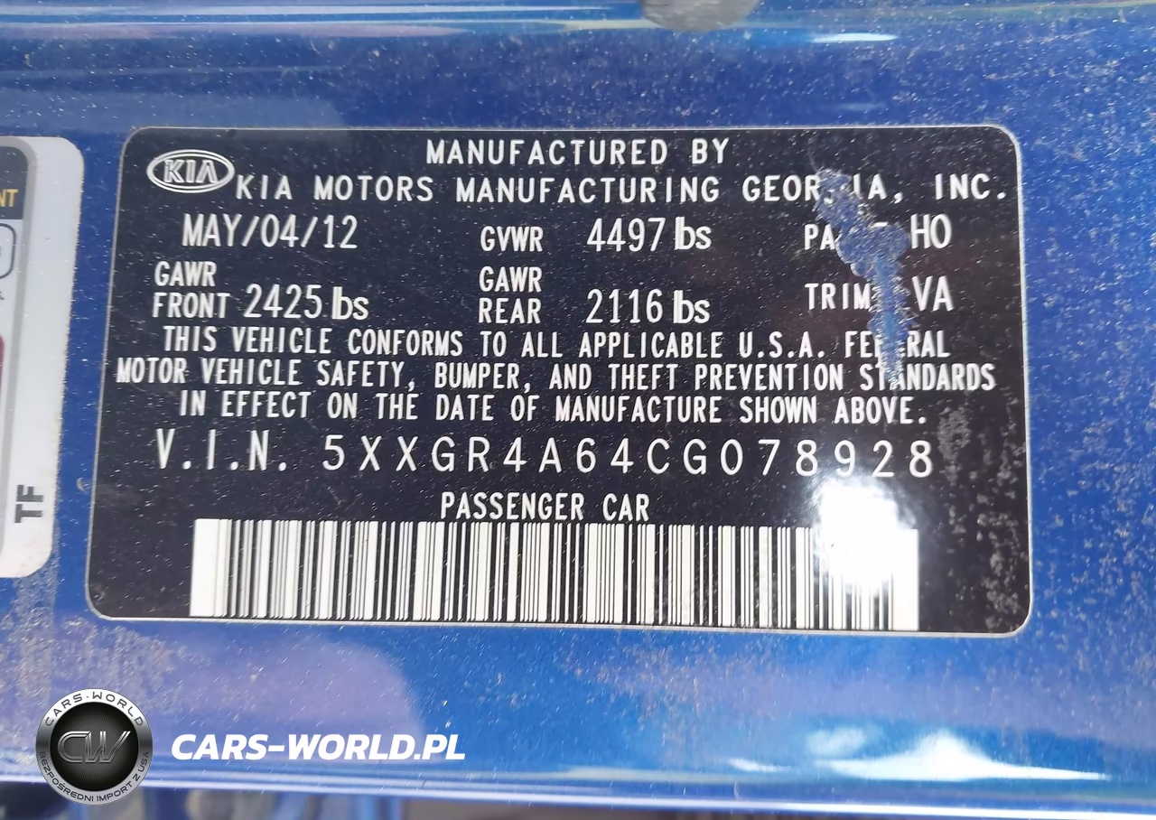 2012 Kia Optima Sx VIN:5XXGR4A64CG078928 - 9