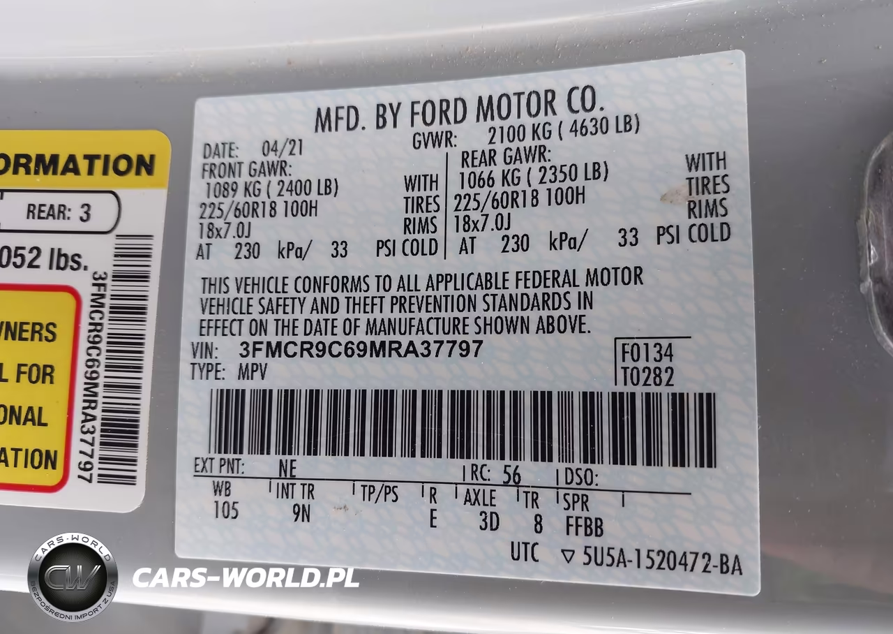 2021 Ford Bronco Sport Outer Banks VIN:3FMCR9C69MRA37797 - 9