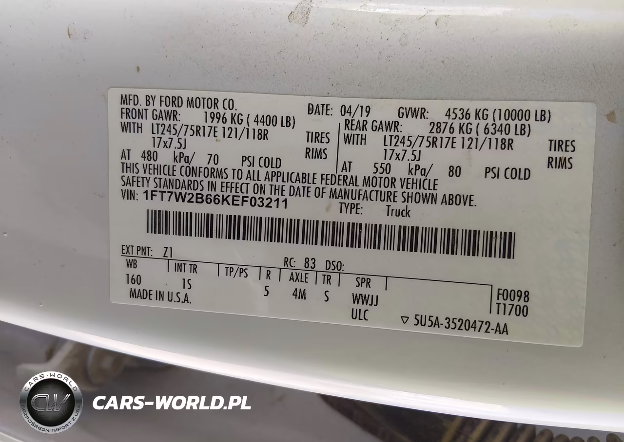 2019 Ford F-250 Xl VIN:1FT7W2B66KEF03211 - 9