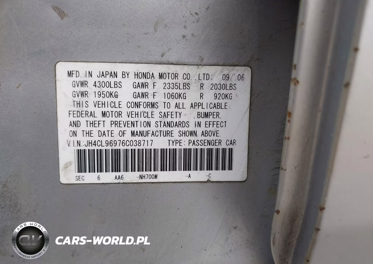 2006 Acura Tsx VIN:JH4CL96976C038717 - 9