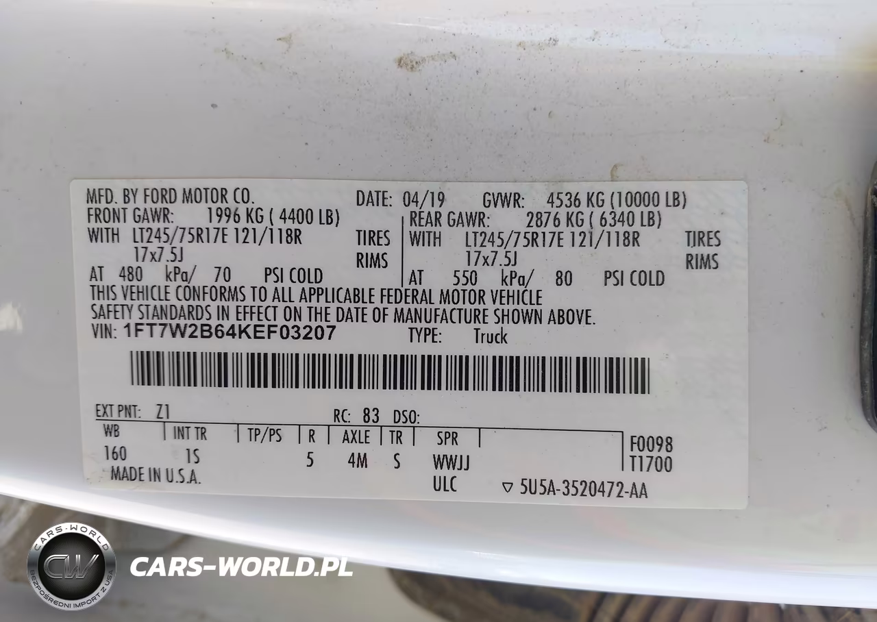 2019 Ford F-250 Xl VIN:1FT7W2B64KEF03207 - 9