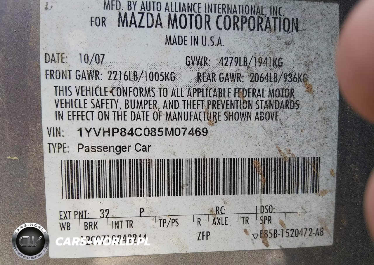 2008 Mazda Mazda6 I Sport Ve VIN:1YVHP84C085M07469 - 9