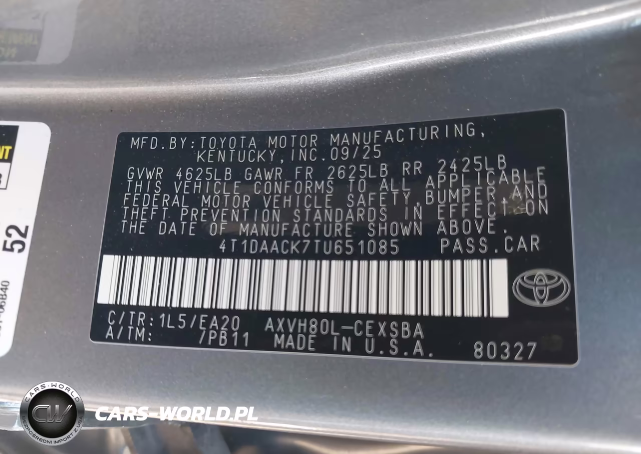 2026 Toyota Camry Se VIN:4T1DAACK7TU651085 - 9
