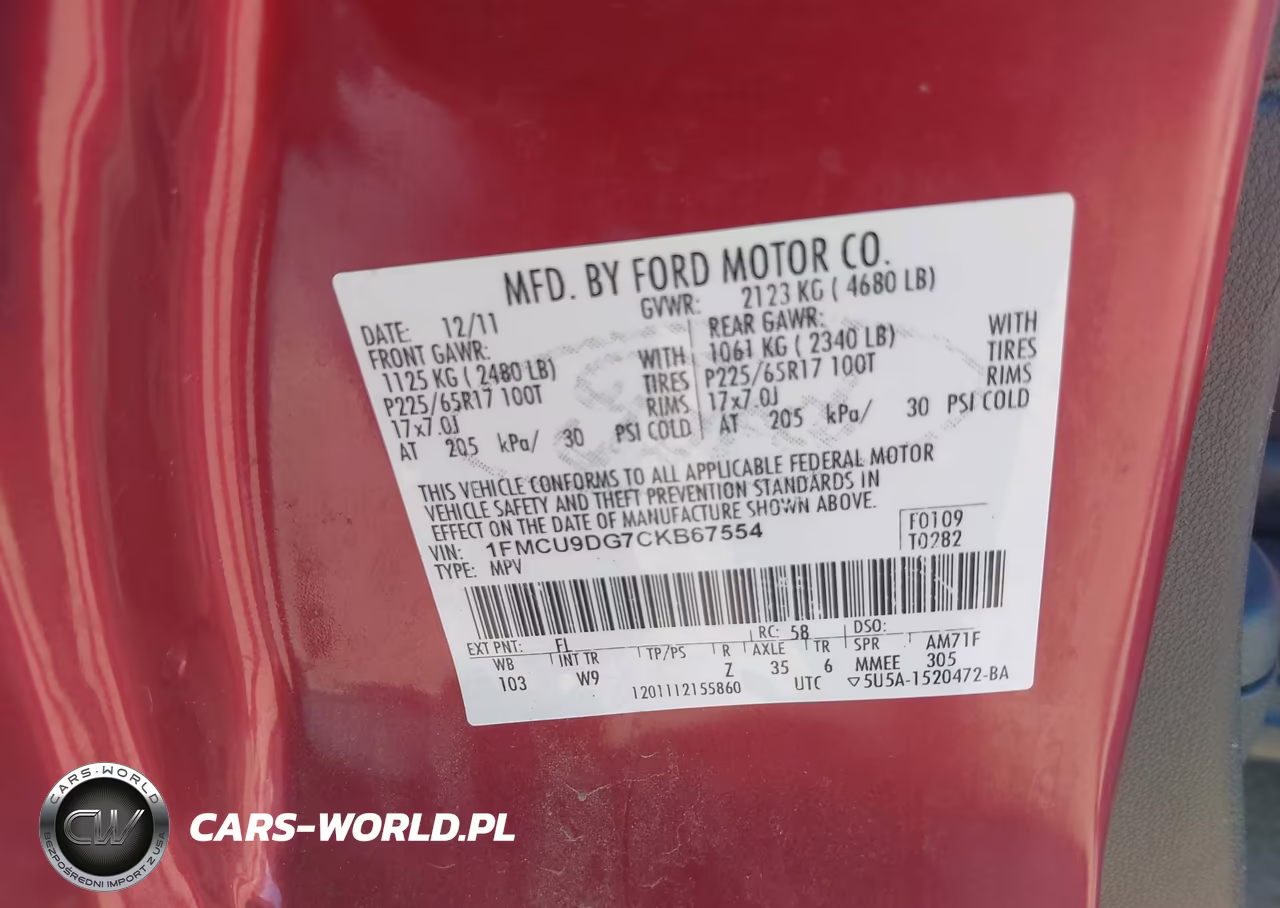 2012 Ford Escape Xlt VIN:1FMCU9DG7CKB67554 - 9