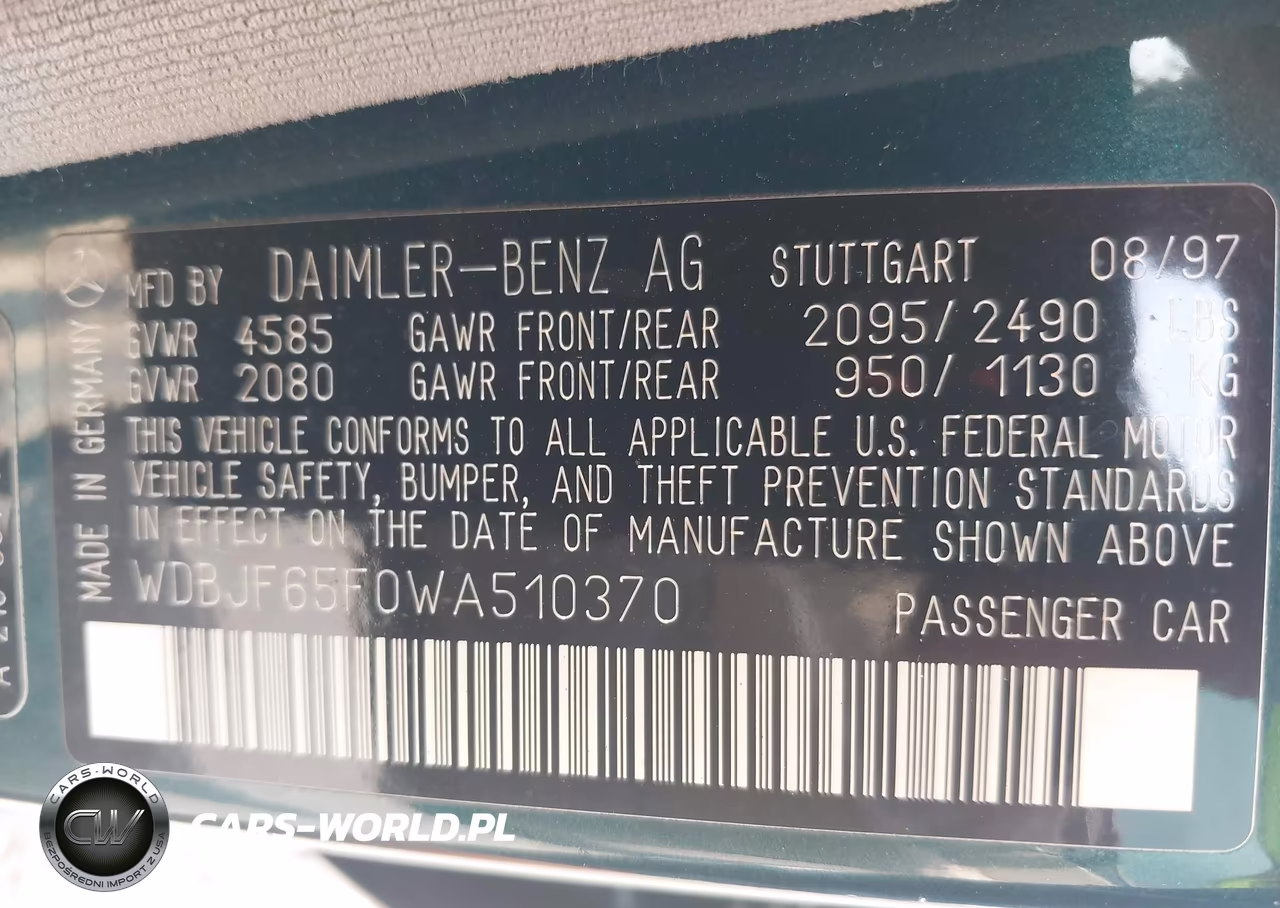 1998 Mercedes-Benz E 320 VIN:WDBJF65F0WA510370 - 9