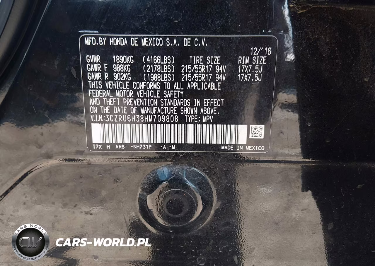 2017 Honda Hr-V Lx VIN:3CZRU6H38HM709808 - 9