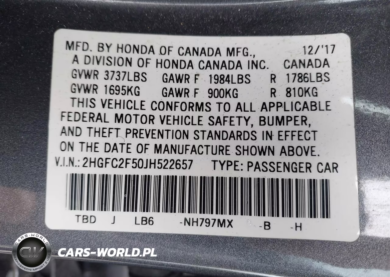 2018 Honda Civic Lx VIN:2HGFC2F50JH522657 - 9