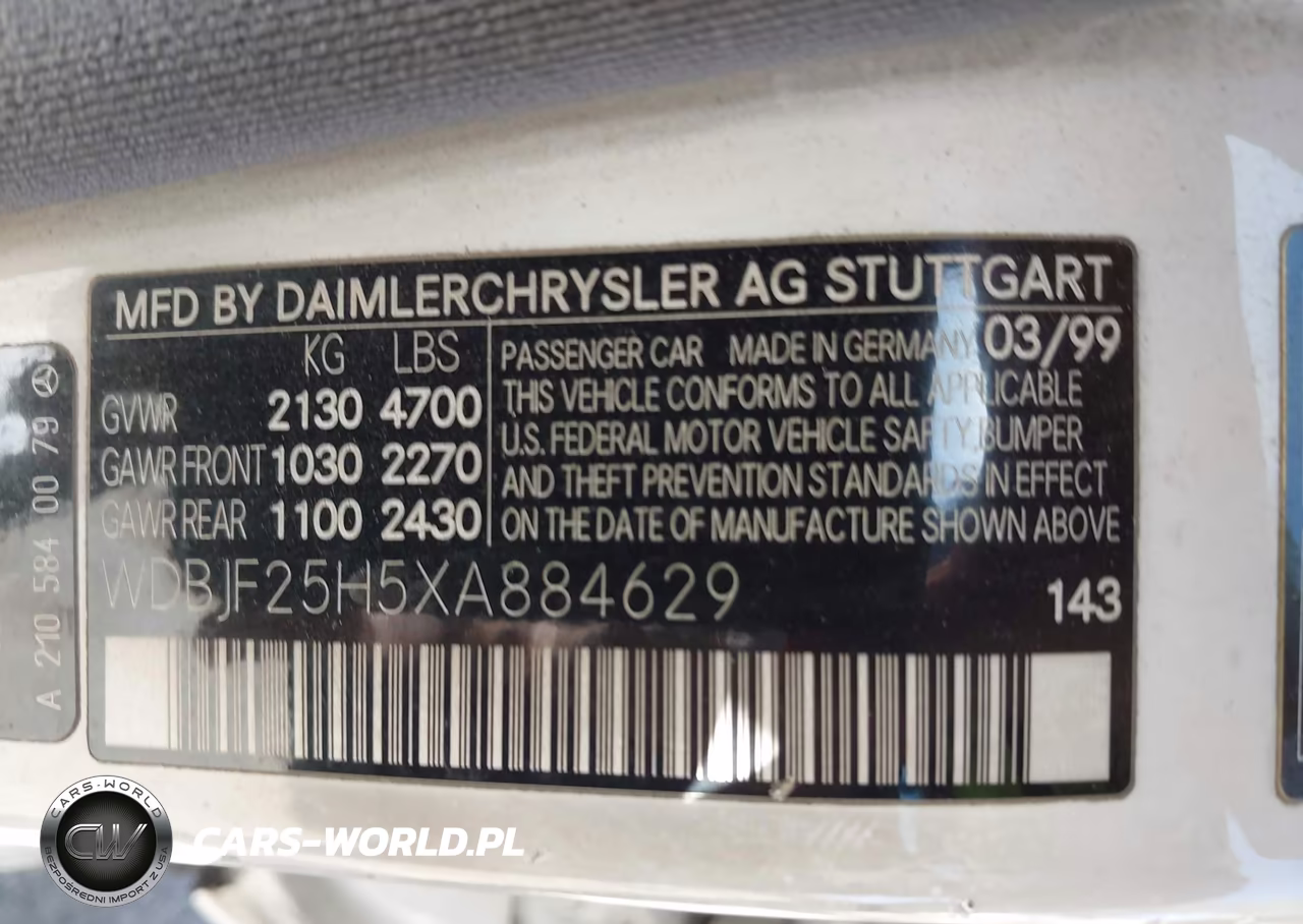 1999 Mercedes-Benz E 300 Diesel VIN:WDBJF25H5XA884629 - 9