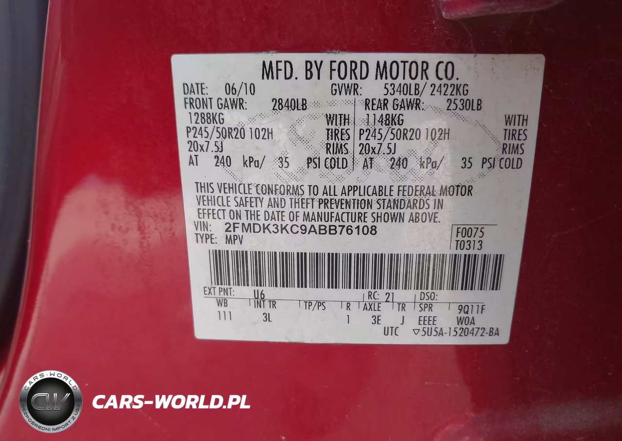 2010 Ford Edge Limited VIN:2FMDK3KC9ABB76108 - 9