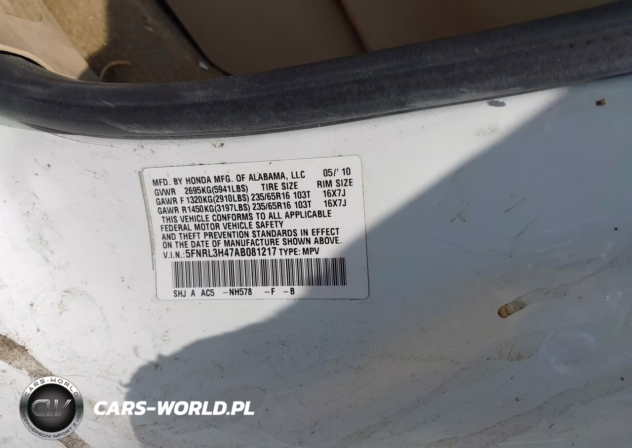 2010 Honda Odyssey Ex VIN:5FNRL3H47AB081217 - 9