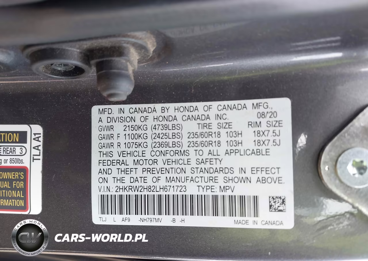 2020 Honda Cr-V Awd Ex-L VIN:2HKRW2H82LH671723 - 9