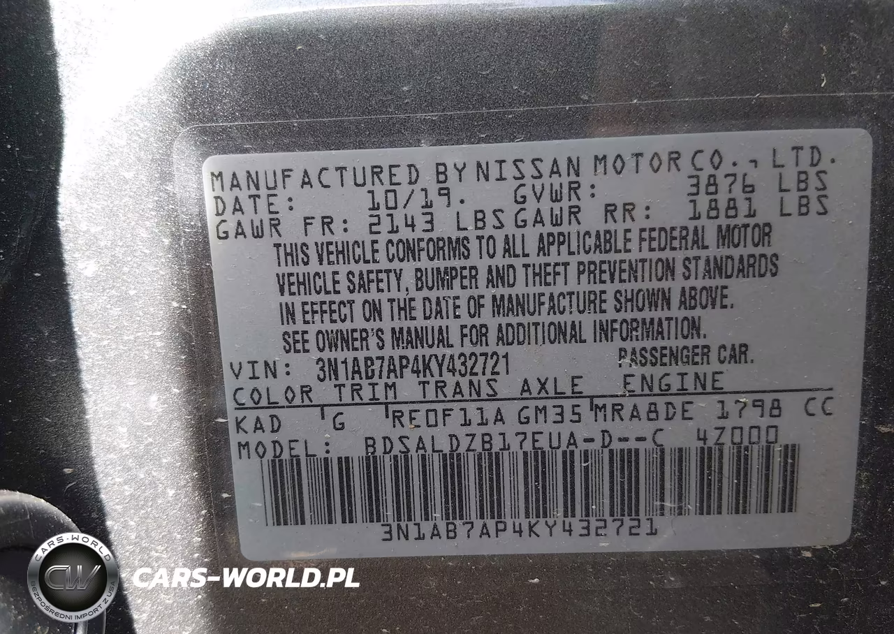 2019 Nissan Sentra Sv VIN:3N1AB7AP4KY432721 - 9