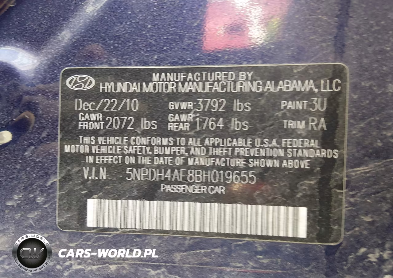 2011 Hyundai Elantra Limited VIN:5NPDH4AE8BH019655 - 9