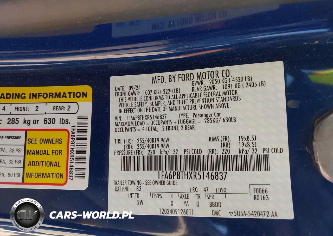 2024 Ford Mustang Ecoboost Fastback VIN:1FA6P8THXR5146837 - 9