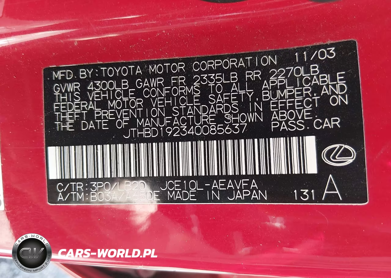 2004 Lexus Is 300 VIN:JTHBD192340085637 - 9