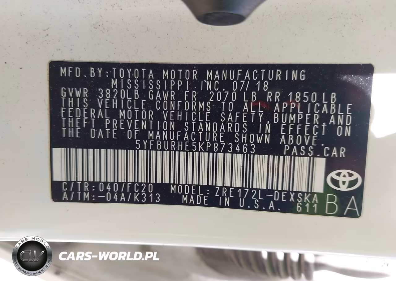 2019 Toyota Corolla Se VIN:5YFBURHE5KP873463 - 9
