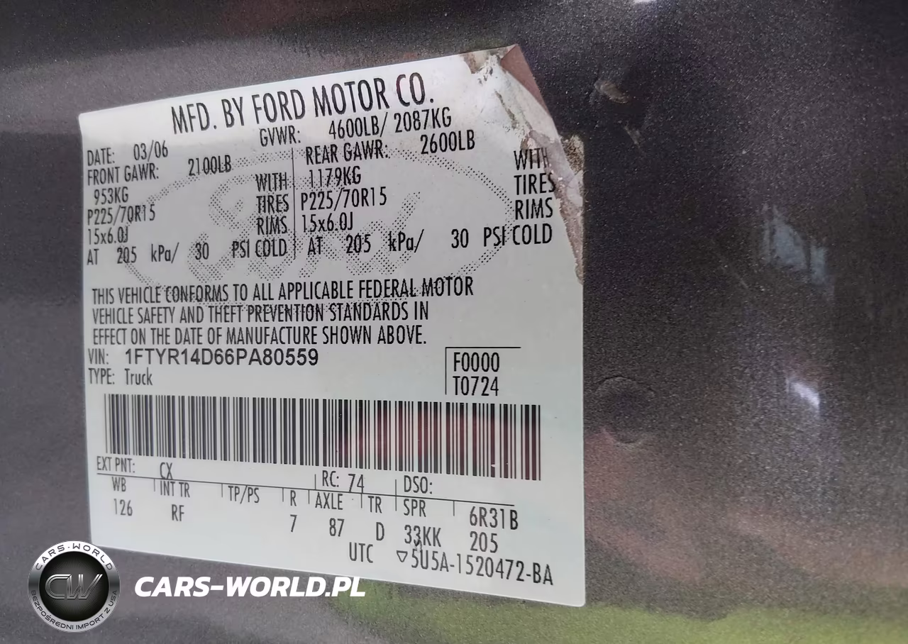 2006 Ford Ranger Xl-Xlt VIN:1FTYR14D66PA80559 - 9