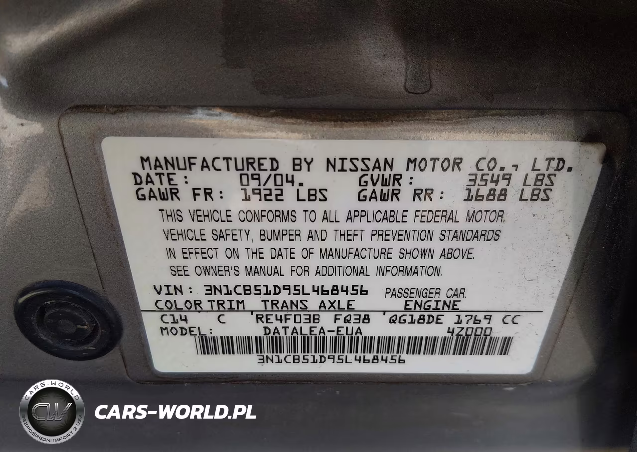 2005 Nissan Sentra 1.8S VIN:3N1CB51D95L468456 - 9