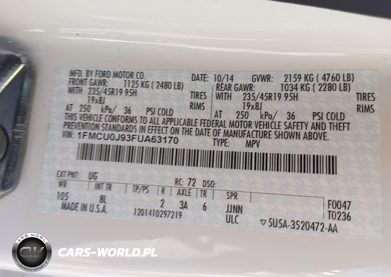 2015 Ford Escape Titanium VIN:1FMCU0J93FUA63170 - 9