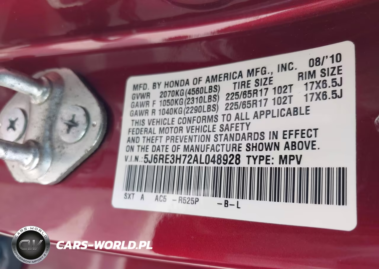 2010 Honda Cr-V Ex-L VIN:5J6RE3H72AL048928 - 9