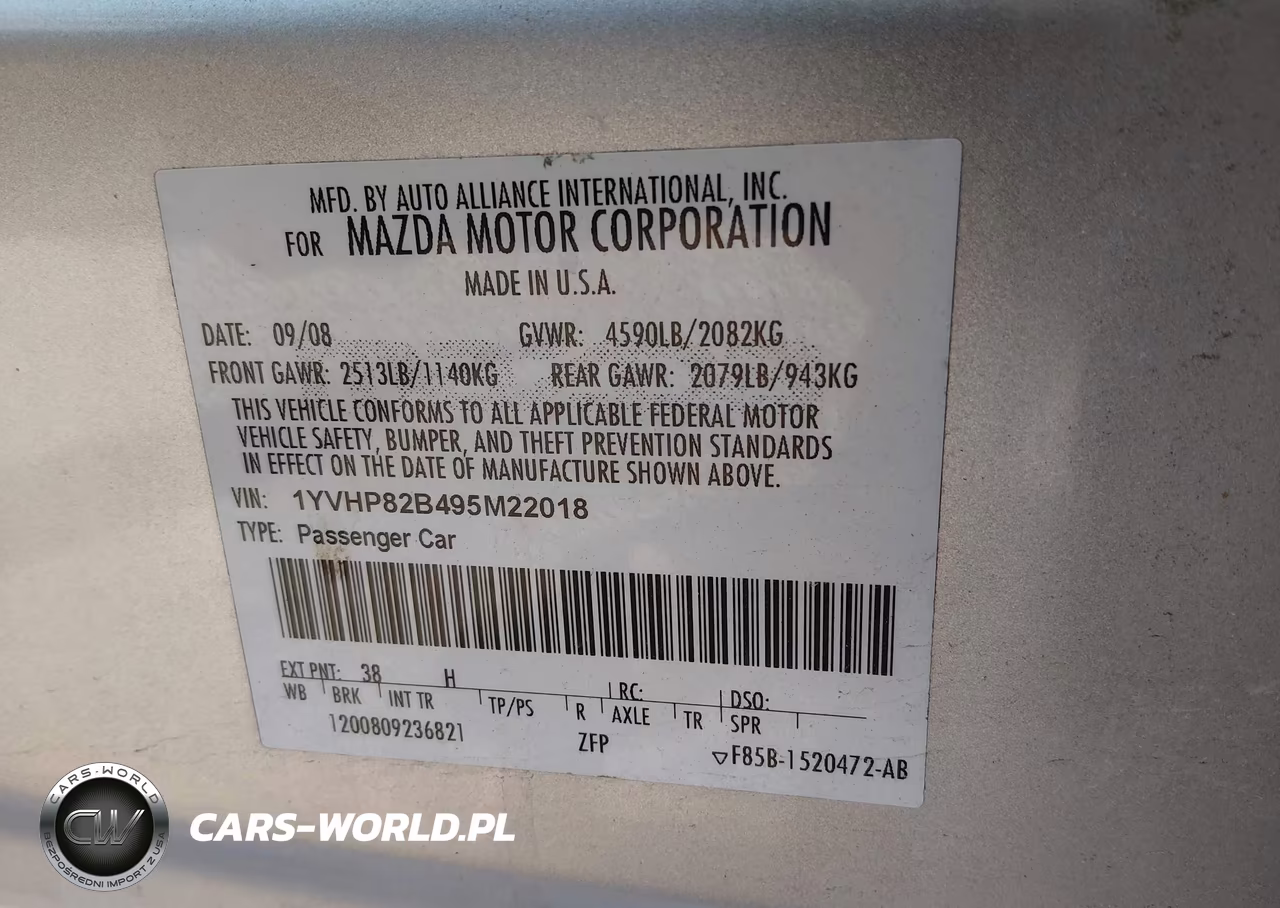 2009 Mazda Mazda6 S Grand Touring VIN:1YVHP82B495M22018 - 9