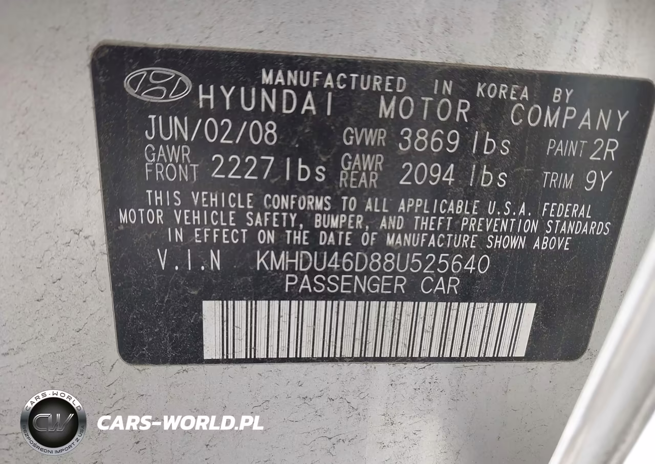 2008 Hyundai Elantra Gls-Se VIN:KMHDU46D88U525640 - 9